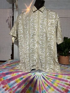 Tan And White Short Sleeve Button Up Shirt Xxl Fubu - Picture 1 of 2