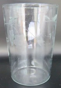 Vintage geätzte Traube/Rebe Saft Glas 3 1/4" T x 2 3/4" rund - Bild 1 von 6