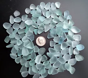 tranparent very light blue sea beach glass 20 piece lot bulk 12-18mm jewelry use - Picture 1 of 3