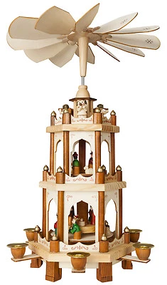 BRUBAKER Weihnachtspyramide Holzpyramide Weihnachten 3 Etagen 45 cm Höhe - Bild 1 von 4