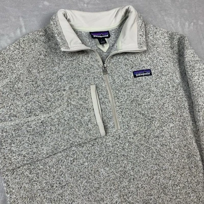 Patagonia Better Sweater 1/4 Zip Womens Large Beige Heathered Pullover Pocket - Image 1 of 4
