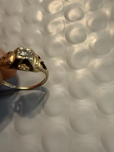 Vintage Keepsake 14K Gold Damen Ring mit Diamant Floral Design 1,0g 1950’s-1970’s - Bild 1 von 9