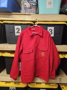 Vintage Pfadfinder rote Wolljacke Outdoor Wandern Jagd Feld Mantel BSA Truppe XL - Bild 1 von 6