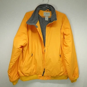LL Bean Jacket Mens XL Yellow Thinsulate Fleece Lined Nylon Full Zip Pockets - Picture 1 of 13