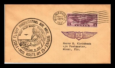 SELLOS DR JIM PORTADA PRIMER VUELO CORREO AÉREO AM 25 WEST PALM BEACH FLORIDA Foto 1 de 2