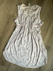 Amanda Stewart Nightgown 100% Cotton Sleeveless Size 2X Pink Floral Nightie - Picture 1 of 4