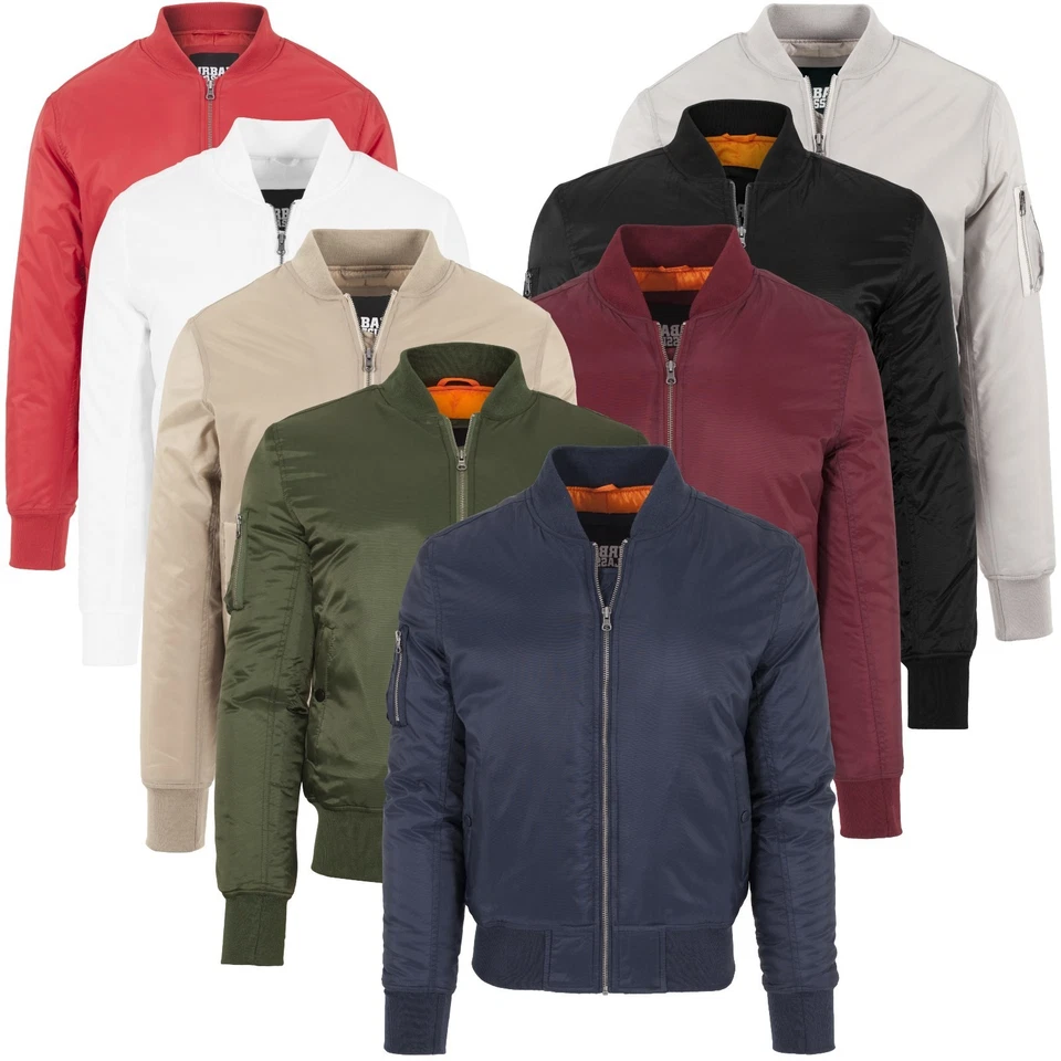 URBAN CLASSICS BASIC BOMBER JACKET Herren Piloten Fliegerjacke Army Nylon S -5XL - Bild 1 von 1