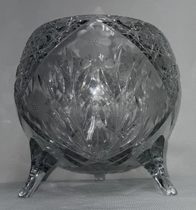 McKee EAPG Glass Daisy & Button Etched Tri Footed Rose Bowl 7 7/8 Inches High - Picture 1 of 12