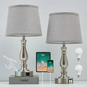 Table Lamps for Bedroom Set of 2,3 Way Dimmable Touch Bedside Lamps with Dual... - Picture 1 of 8