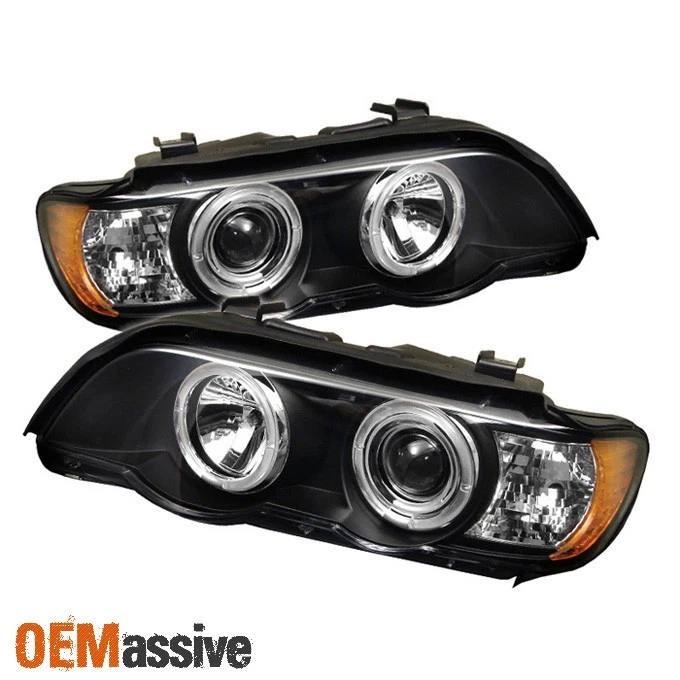 Par de faros proyectores halo dobles negros para BMW E53 X5 Sport SUV para 01-03 Foto 1 de 1