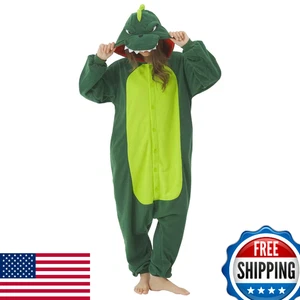 Veyryth Unisex Dinosaurier Body Schlafanzug Erwachsene Grün Polarfleece Gr. S - Bild 1 von 6