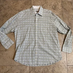 Johnston & Murphy Shirt Mens XL Green Checkered Dress Tailored Fit Cotton Pocket - Picture 1 of 5