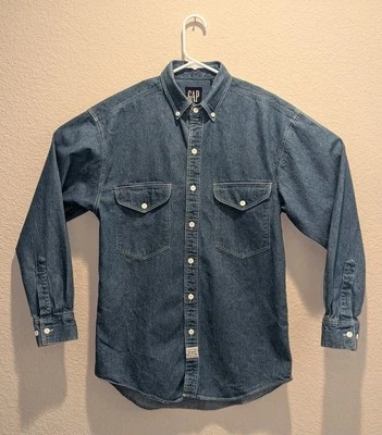 Camisa de Trabajo Denim Gap Años 90 De Colección Para Hombres Lavado Medio LS Abotonada - S Usada en Excelente Condición Foto 1 de 4