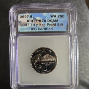 2007-S Proof Washington Silver State Quarter 25C - IGC PR70 DCAM - Picture 1 of 2
