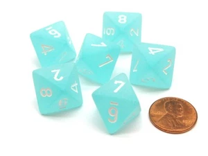 Dadi Chessex D8 Smerigliati 15mm 8 Lati, 6 Pezzi - Teal con Bianco - Foto 1 di 1