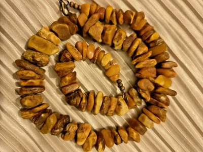 Beautiful Chunky Large Natural Baltic Raw Amber Necklace 55gr 54cm Viking Slavic - Image 1 of 4