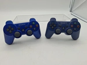 2x Genuine OEM Sony PlayStation 3 PS3 Blue DualShock 3 Controller CECHZC2U a2 - Picture 1 of 9