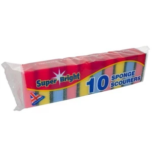 10 Pack Super bright Sponge Scourers Washing Up Sponge Cleaning Sponge Kitchen - Picture 1 of 1