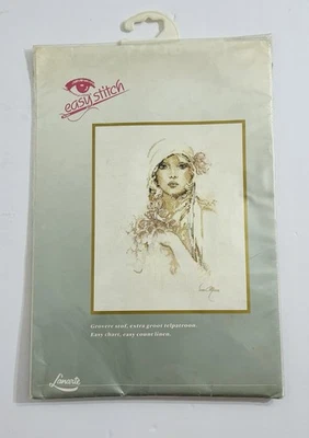 Lanarte - Punto de Cruz - "Dama en Bufanda" -15” X 19” Gráfico Fácil Fácil Contar Lino Foto 1 de 3