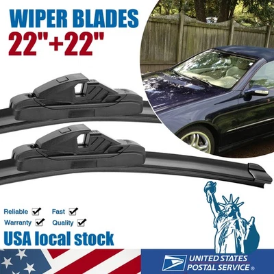 Juego de 2 escobillas limpiaparabrisas delanteras para Mercedes-Benz CLK320 2003-2005 22"+22" Foto 1 de 4