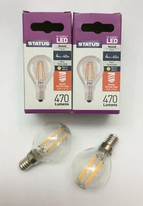 3 x 40w Small Edison Screw 4w LED Clear Round Lamps SES E14 Filament Light Bulbs - Picture 1 of 5