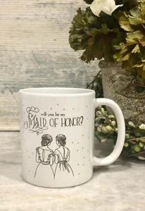 Novelty Gift Friend Sister 'Will You Be My Maid Of Honor?" Bridal Wedding Mug - Picture 1 of 2