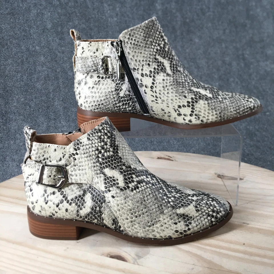 Steve Madden Botas Mujer 7.5 Chavi Piel de Serpiente Botines Beige Cuero Cremallera Foto 1 de 4