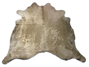 Dyed Taupe Cowhide Rug (longish gorgeous hair!) Size: 7x7 feet D-241 - Picture 1 of 5