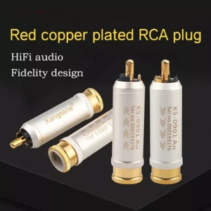 4PCS Audiophile Copper Gold Plated RCA Plug Audio Hifi Connector 10MM for Cable - Zdjęcie 1 z 6