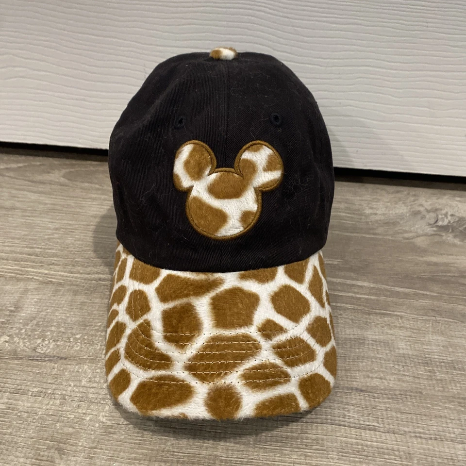 Vintage Disney Parks Animal Kingdom Giraffe Mickey Black Hat Cap One Size EUC - Image 1 of 4