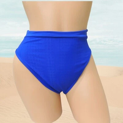 NEW L Space Womens Swimwear Bikini Bottom Frenchi Bitsy Cut Ribbed in Royal Blue - Image 1 of 4