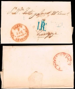 Zaragoza - Prefilatelia - Caspe PE 3 - Carta a Zaragoza + porteo "1R" - Imagen 1 de 1