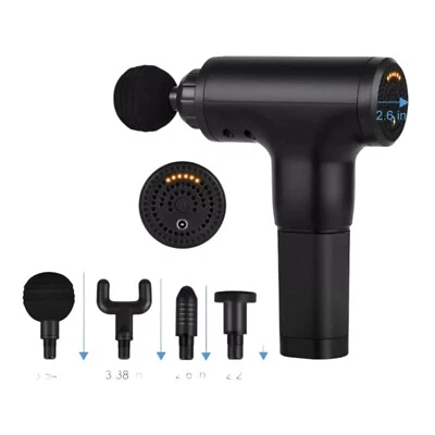  Pistola de massagem massageador de percussão tecido profundo músculo vibração relaxante 4 cabeças - Imagem 1 de 4