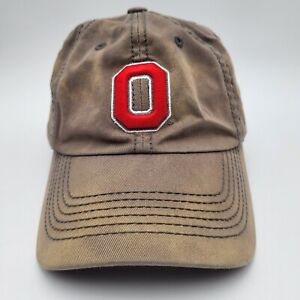 Ohio State Buckeyes Block O Hat Cap Strapback Gray Red Grunge Faded TOW Mens