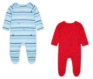 MOTHERCARE Baby Boys Sleepsuit Blue Cars Trucks Dinosaurs Cotton Baby Grow BNWT - Picture 1 of 4
