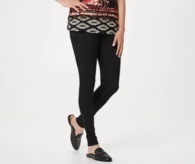 Mujeres con Control - Leggings Ponte de Gamuza Sintética Control Abdomen - Petite XXS - Negros Foto 1 de 4