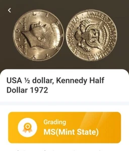 1972 D - DIE CHIP - 50C - KENNEDY HALF DOLLAR #190149 - Picture 1 of 6