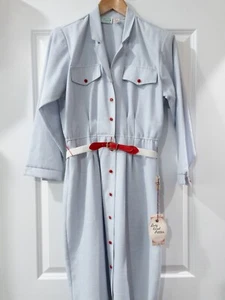 NEW 60s 70s Vintage Lady Carol of New York  Blue Dress Sz 10 Union Made NWT - Picture 1 of 9