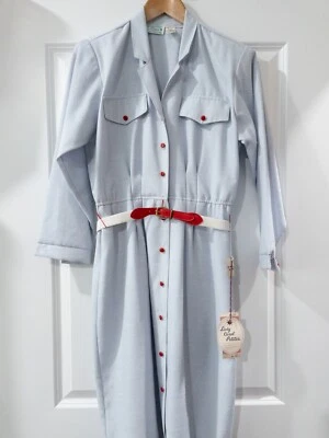 NEW 60s 70s Vintage Lady Carol of New York  Blue Dress Sz 10 Union Made NWT - Image 1 of 4