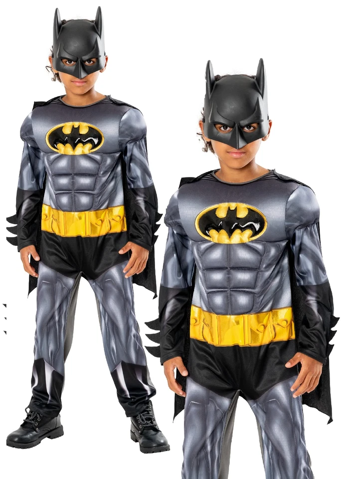 Traje de superhéroe vestido elegante con licencia de lujo de Batman metálico refrescado para niños Foto 1 de 1