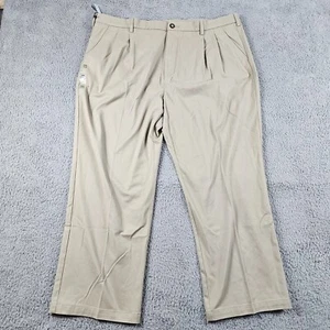 Croft Barrow Dress Pants Mens 44x29* Khaki Classic Fit Pleated Easy Care Stretch - Picture 1 of 16