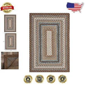 Alfombra trenzada duradera para media luna - 2'6" x 4', ideal para uso en interiores/exteriores - Imagen 1 de 11