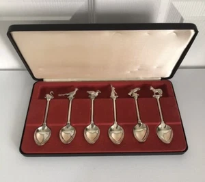 Vintage Silver Plated Box Set, Set Of 6 Wildlife Spoons - By Executive EJ Ltd - Picture 1 of 18