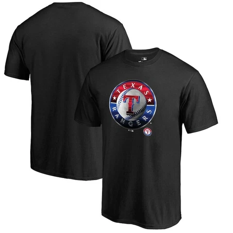 Men's Fanatics Branded Black Texas Rangers Midnight Mascot Team Logo T-Shirt L Cover