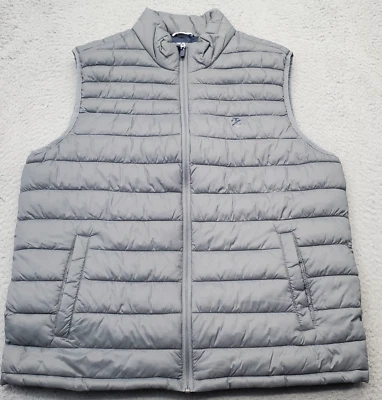 IZOD Puffer Vest Mens Large Gray Packable Down Performance Quilted Full Zip Logo - Image 1 of 4