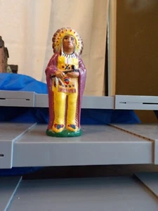 Banco de dinero antiguo de hierro fundido de metal nativo americano jefe navajo - Imagen 1 de 5
