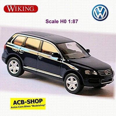VW Volkswagen VW Touareg Tipo 7L SUV 2002-06 Perlblau Blu 1:87 Wiking 060 01 - Immagine 1 di 2