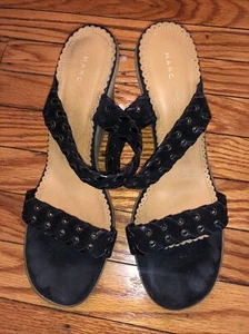 Marc Jacobs Wedge Platform Sandals, Black Suede Leather, Sz 10 - Picture 1 of 4