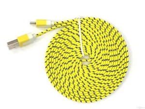 NTJ 6FT LONG Flat Braided Fabric Charger Cable charging for MICRO USB data sync - Picture 1 of 22