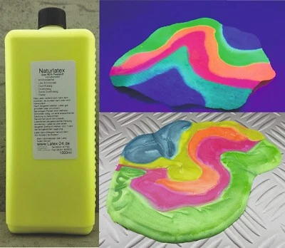 1Liter Flüssiglatex NEON Metallic SCHWARZLICHT Gummi Latex Milch Low Ammoniak  - Bild 1 von 4